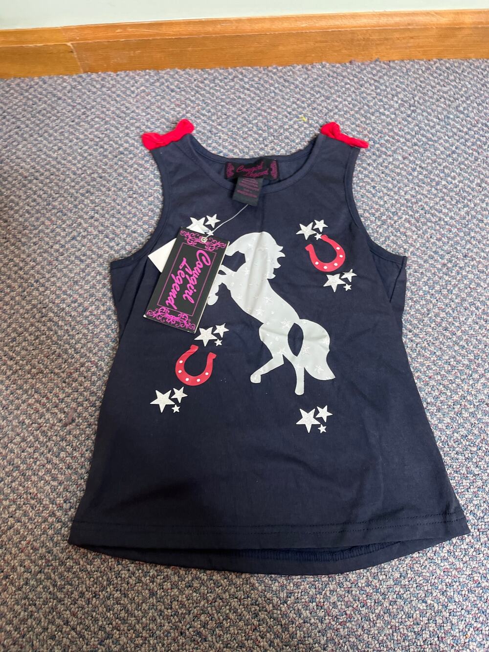 Cowgirl Legend Navy Horse Tank Top, Size 7